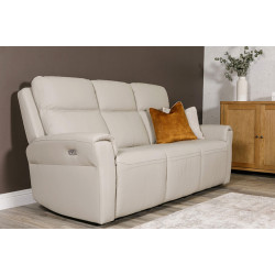 Regent 3 Seater Electric Recliner Leather Stone